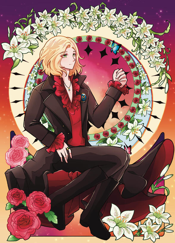 Romeo with Roses and Stargazer Lilies