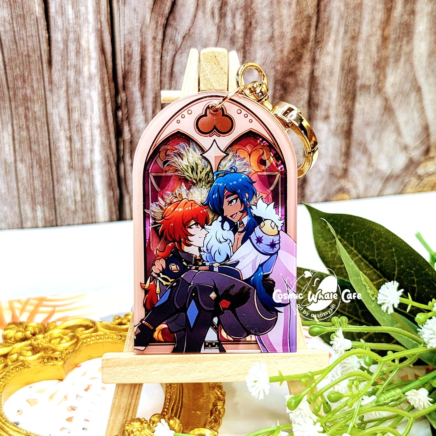 Genshin Impact - Cathedral Wedding (Diluc/Kaeya) Dried Flower Acrylic Charm